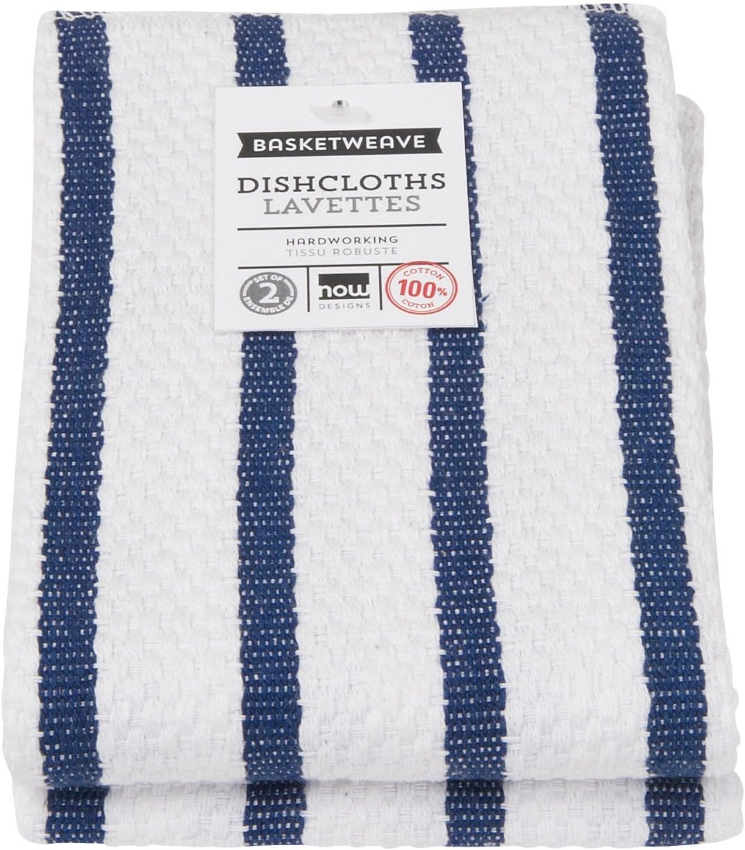 now designs basketweave dishcloth, indigo blue, 2 pack